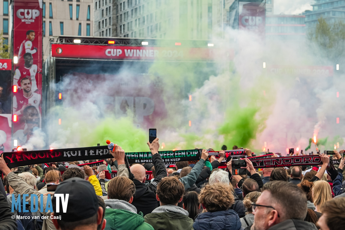 Huldiging Feyenoord na overwinning van de bekerfinale Binnenrotte Rotterdam