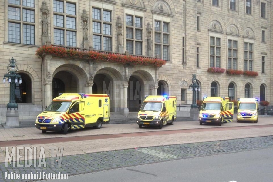 CAO-protest ambulancepersoneel in Rotterdam