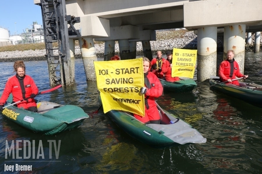 Greenpeace voert actie in de haven van Rotterdam (video)