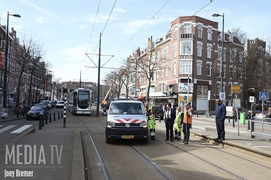Geen tramverkeer door stroomstoring 1e Middellandstraat Rotterdam